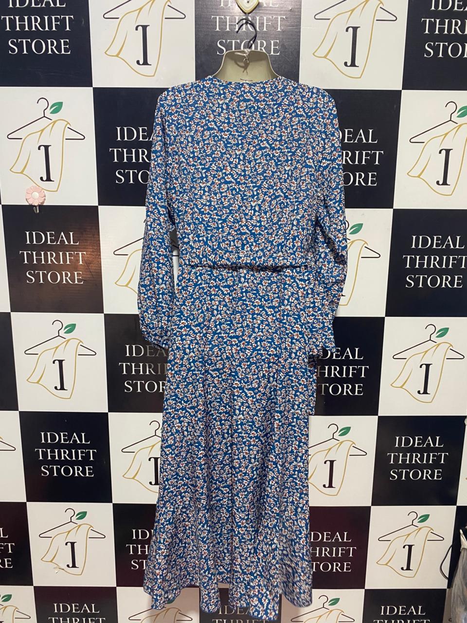 |L| BUST 19| B24| PREMIUM FLORAL PRINT WRAP STYLE MIDI DRESS
