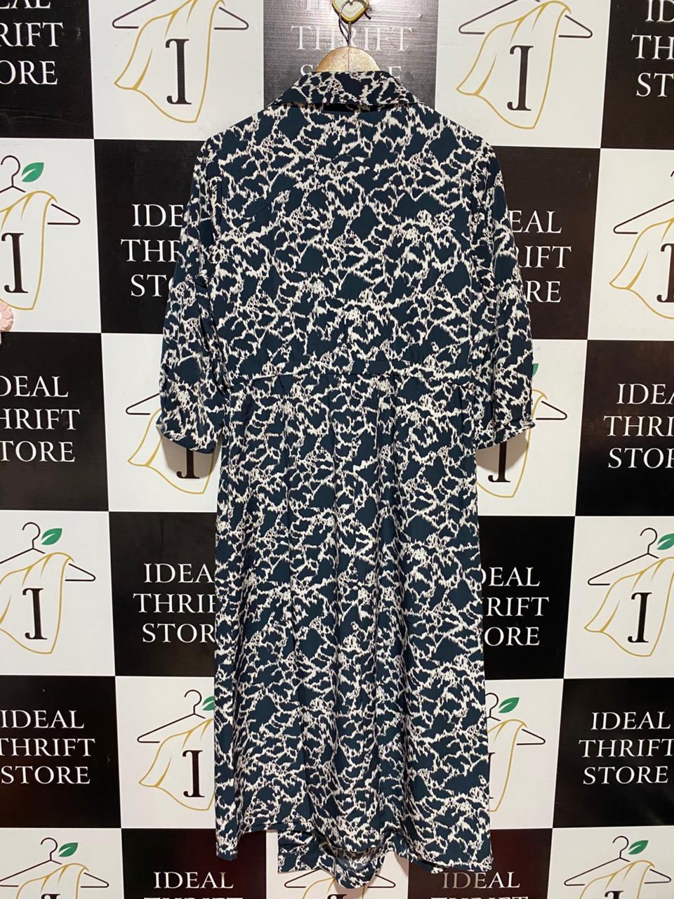 PREVIEW |M| BUST 18| B24| PREMIUM ABSTRACT PRINT COLLARED MIDI DRESS