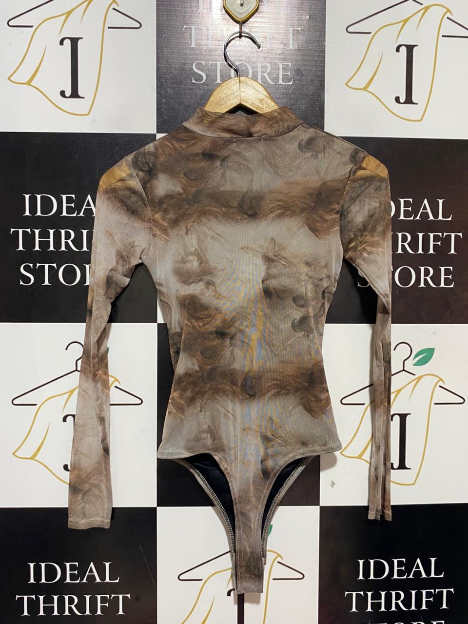 PRETTYLITTLE THING |XS| BUST 13| B24| PREMIUM ABSTRACT PRINT MESH BODYSUIT