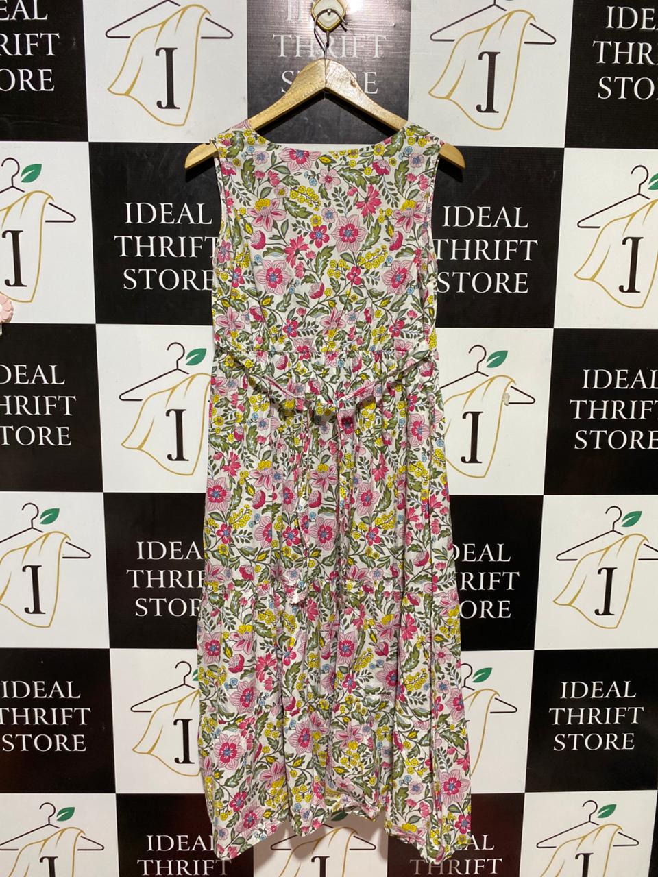 JOJO MAMAN BEBE |M| BUST 18| B24| VIBRANT FLORAL TIERED BOHEMIAN MAXI DRESS