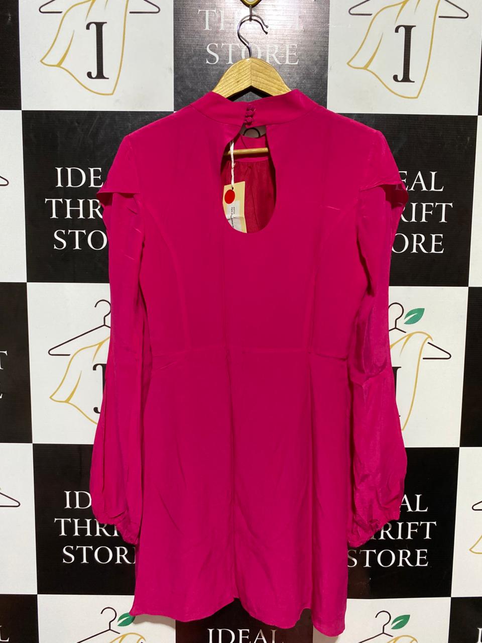 AMORETTE |M| BUST 18| B24| PREMIUM HOT PINK HIGH-NECK MINI DRESS