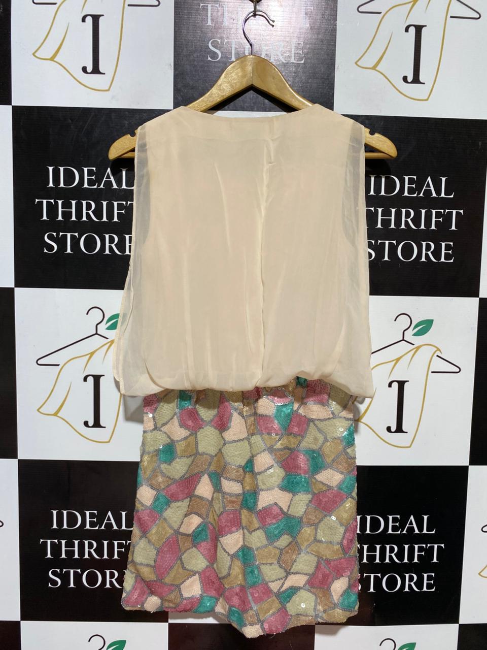 PARISIAN COLLECTION |M| BUST 17| B24| PREMIUM SEQUIN MOSAIC PARTY DRESS IN PEACH