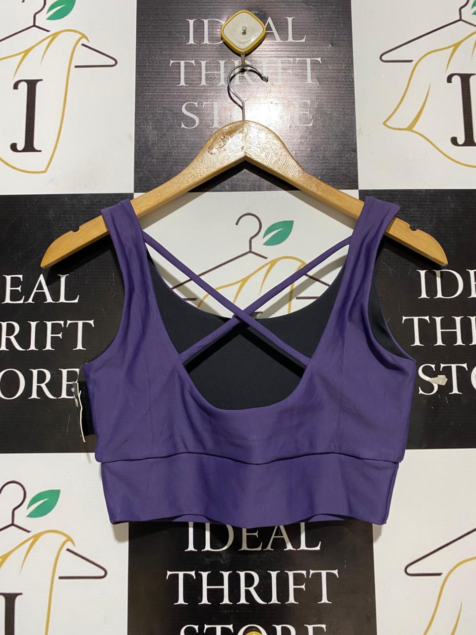 CROPS |M| BUST 14| C1| PREMIUM CROSS-BACK LONG-LINE SPORTS BRA – DEEP PURPLE