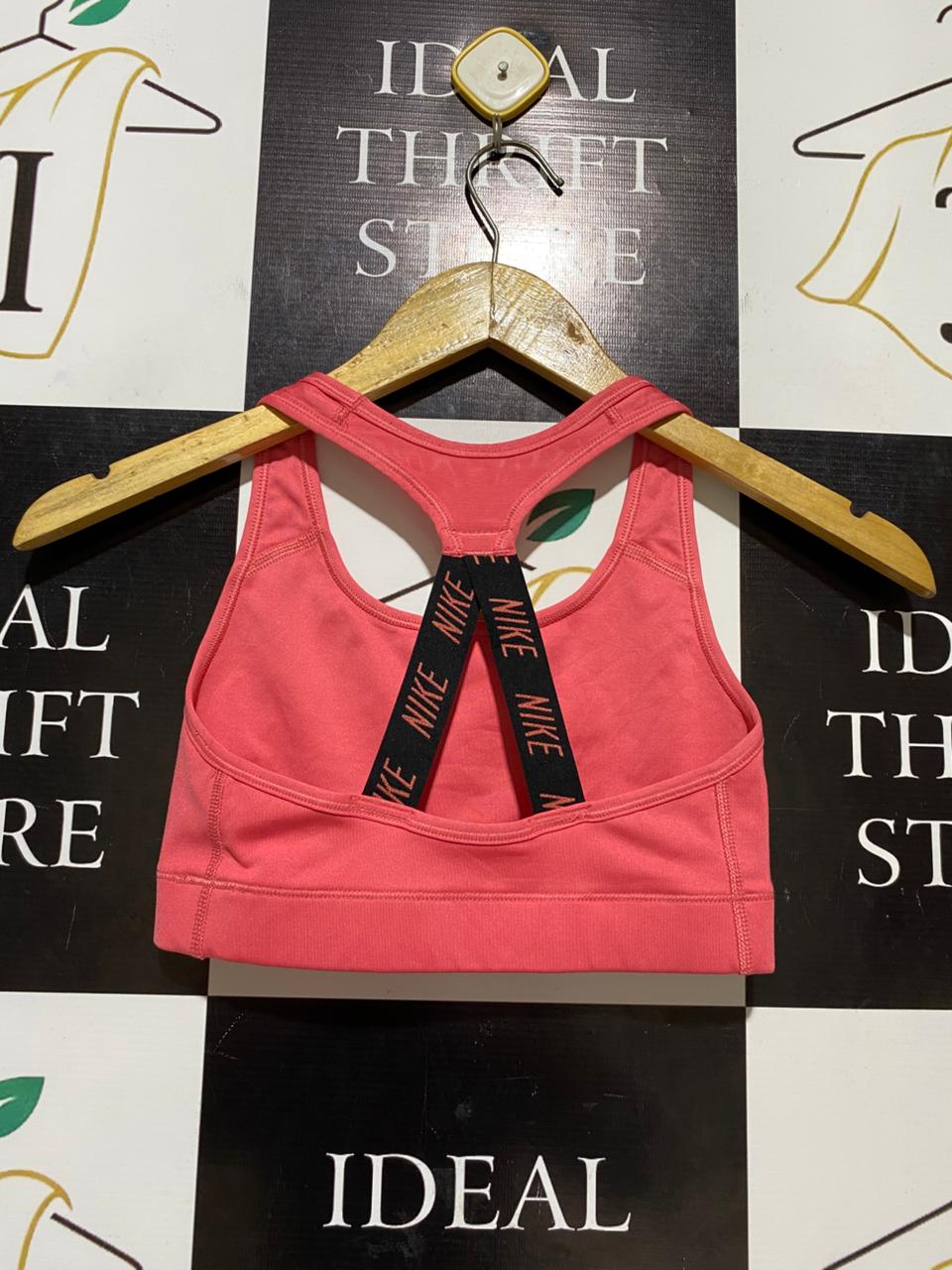 NIKE |XS| BUST 11| C1| WOMEN'S DRI-FIT GRAPHIC RACERBACK SPORTS BRA – CORAL