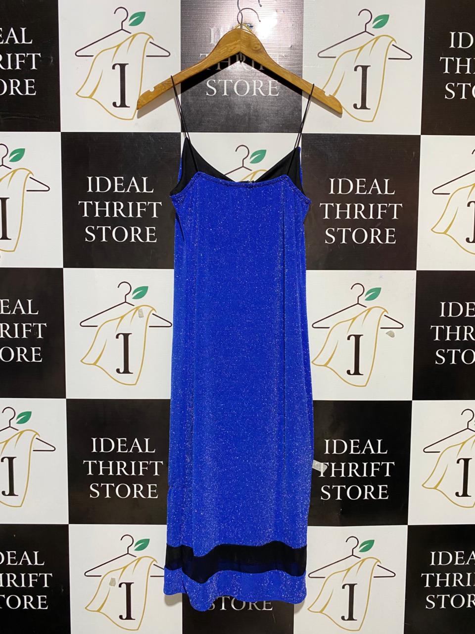MISS LOOK |M| BUST 15| B25| COBALT BLUE SHIMMER MIDI DRESS GLAMOROUS PARTYWEAR