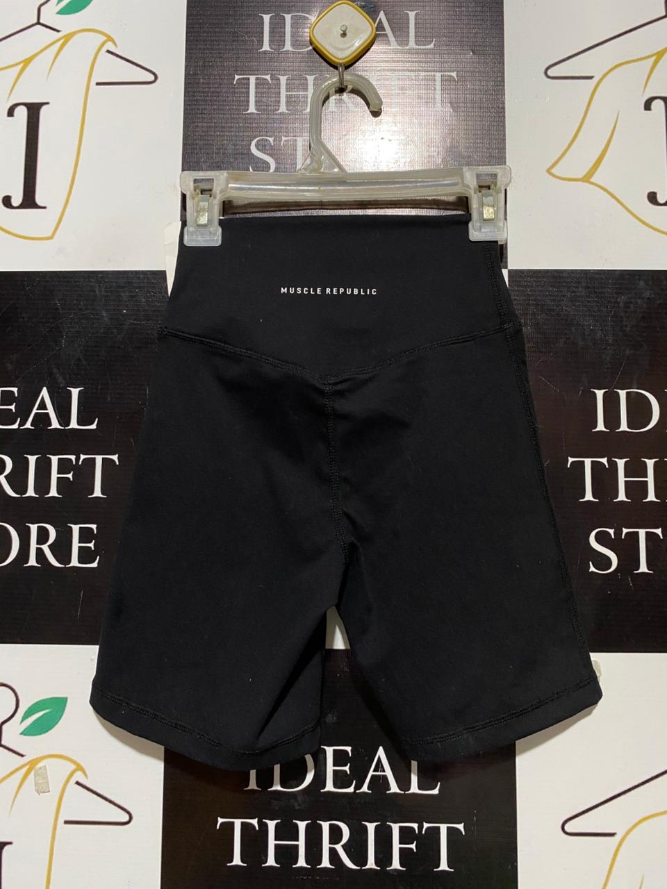 MUSCLE REPUBLIC |XXS| WAIST 18| B25| LUXE HIGH-WAISTED BIKER SHORTS - BLACK