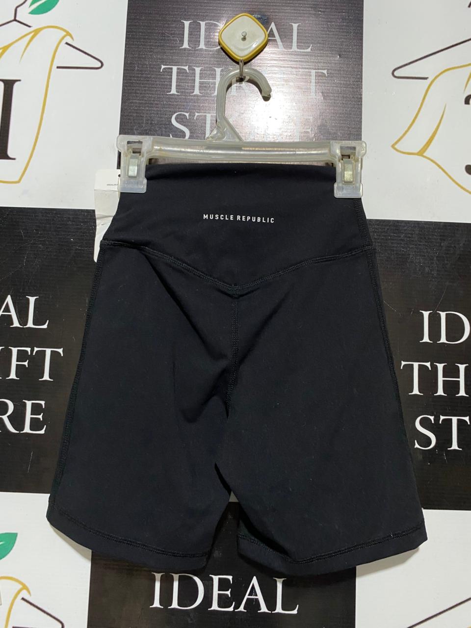 MUSCLE REPUBLIC |XXS| WAIST 19| B25| WOMEN'S HIGH-RISE TRAINING SHORTS – STEALTH BLACK