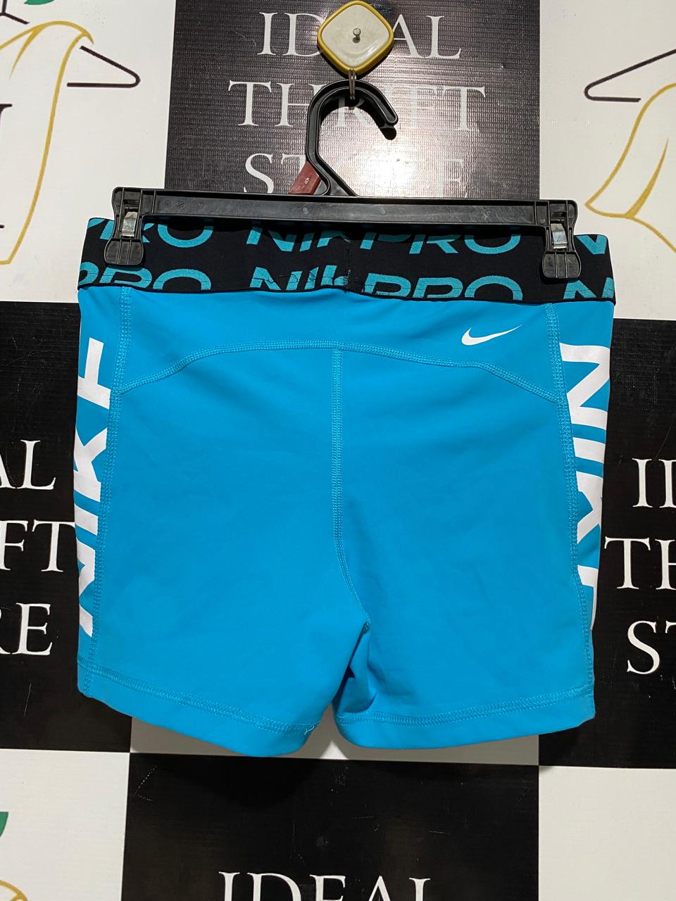 NIKE PRO |M| WAIST 27| B25| WOMEN'S PERFORMANCE TRAINING SHORTS – CYAN BLUE