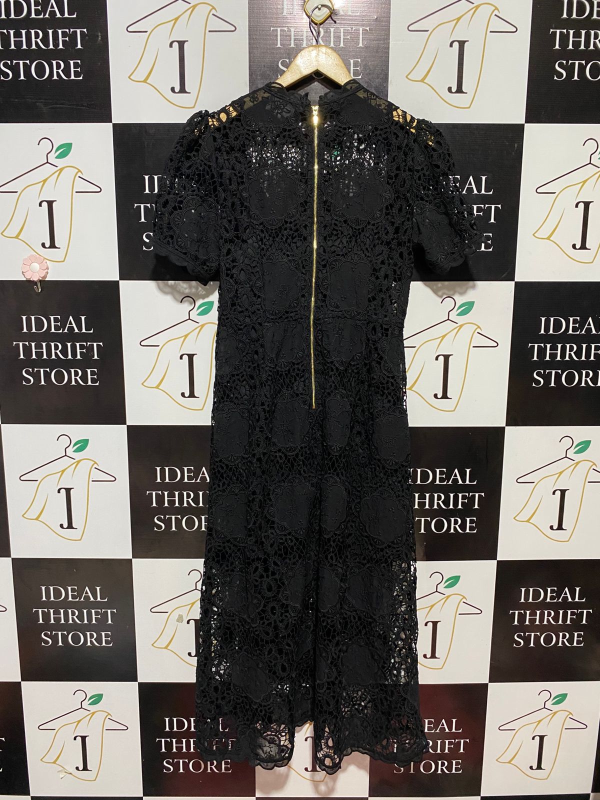 ALICE MCCALL |M| BUST 18| B26| LUXURY BLACK CROCHET LACE MIDI DRESS