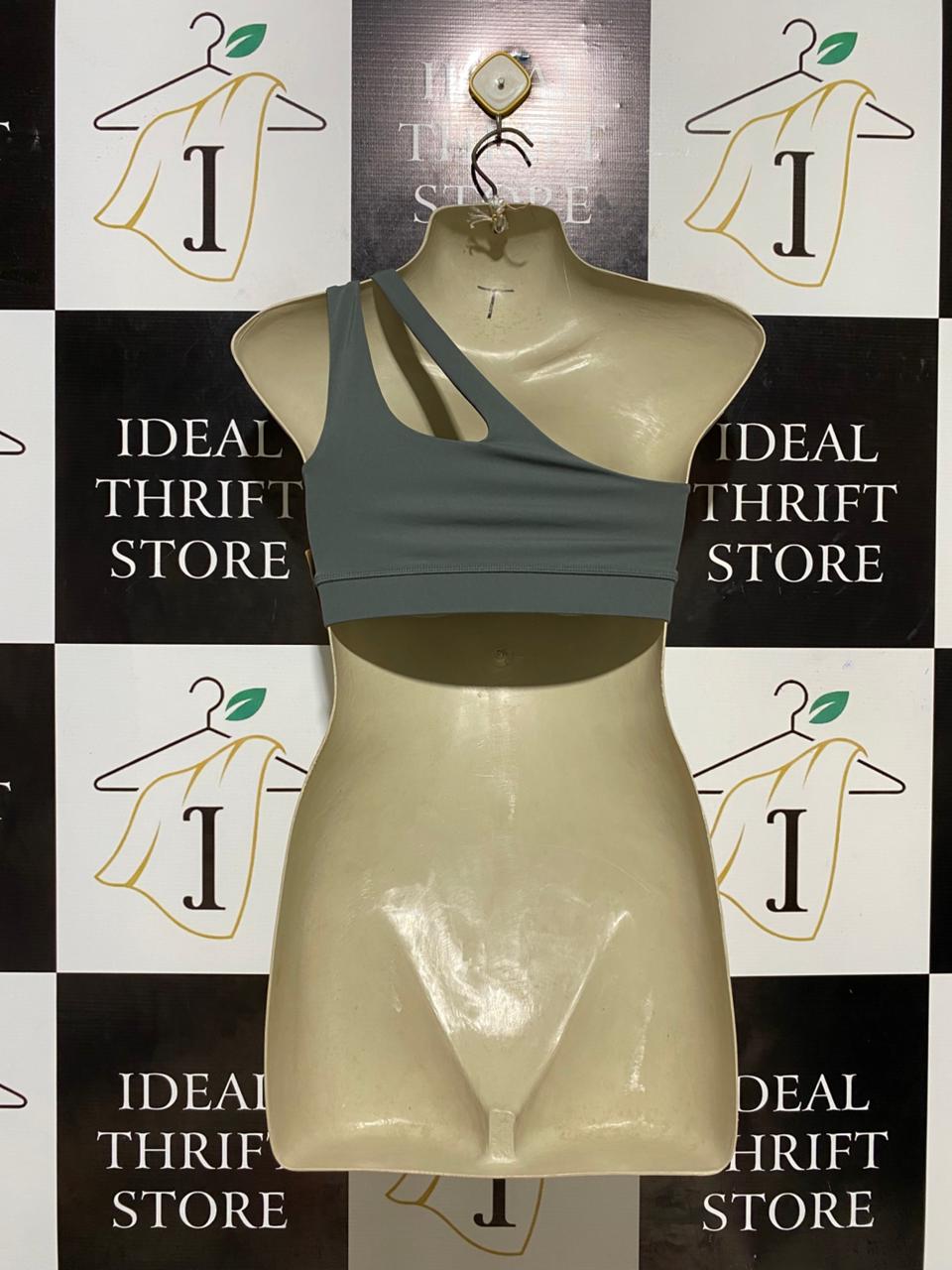 ELITE ELEVEN |XS| BUST 13| B26| ACTIVE GREY ONE-SHOULDER SPORTS BRA WITH CUT-OUT DETAIL