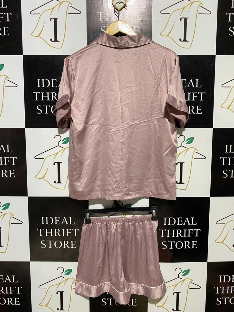 |M| B27| WOMEN'S PREMIUM MAUVE SATIN SILK 2-PIECE PAJAMA SET