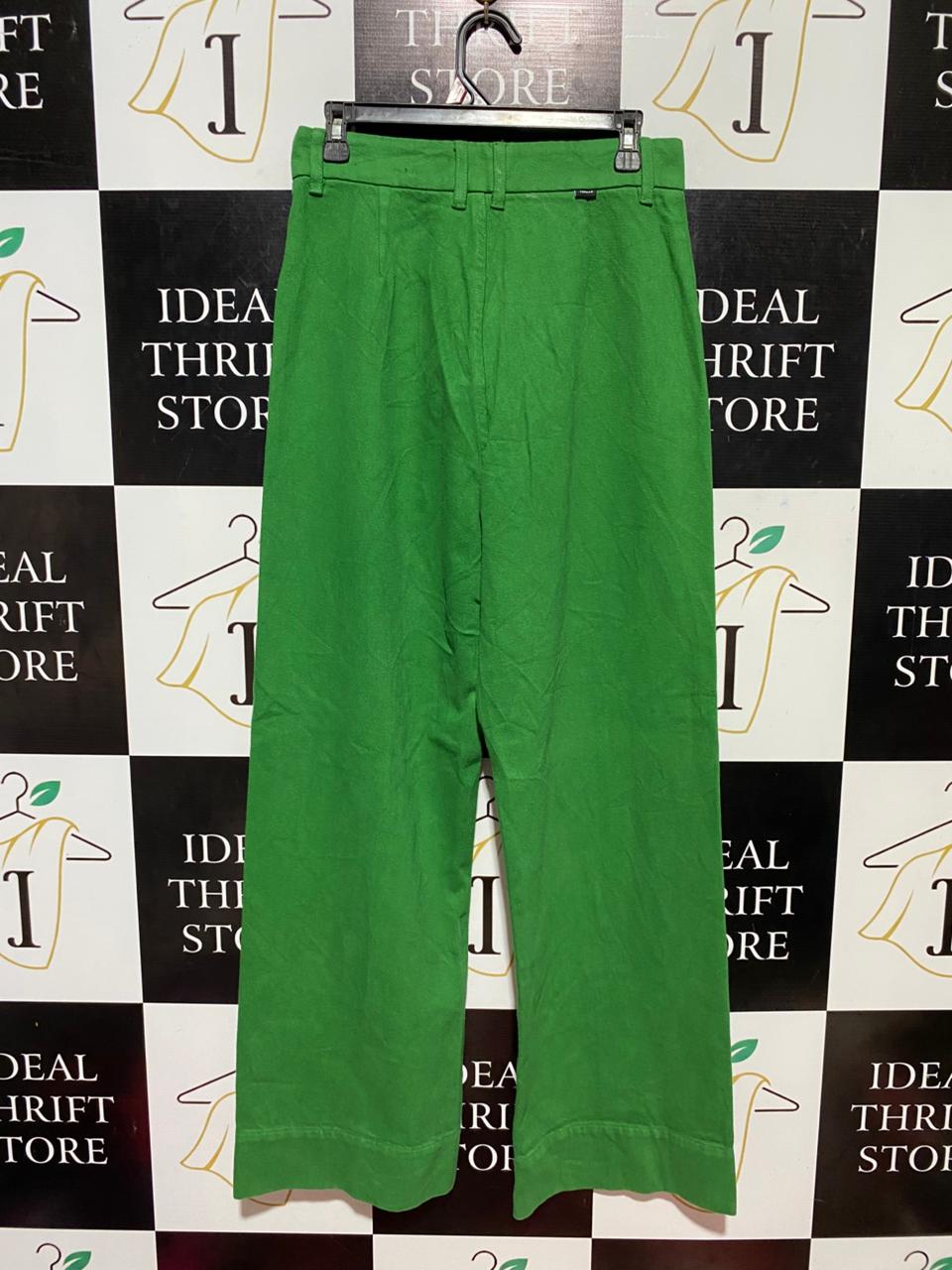 BELLE |L| WAIST 30| B27| WOMEN'S PREMIUM KELLY GREEN WIDE-LEG JEANS