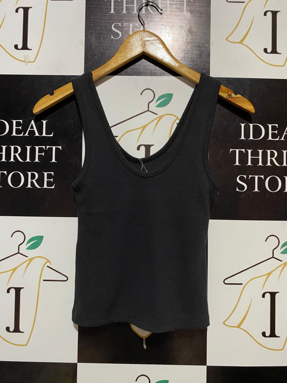 BILLA BONG |XS| BUST 12| B26| SOLID BLACK RIBBED TANK TOP