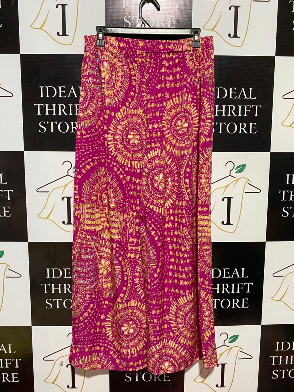 SHEIN |L| WAIST 30| B26| BOHO TROPICAL MANDALA PRINT WIDE-LEG TROUSERS