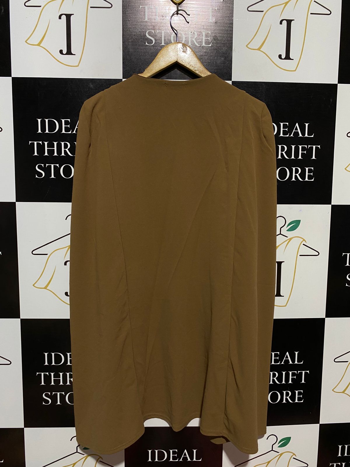 BOOHOO |M| BUST 19| B28| WOMEN KHAKI BROWN SLEEVELESS CAPE BLAZER JACKET