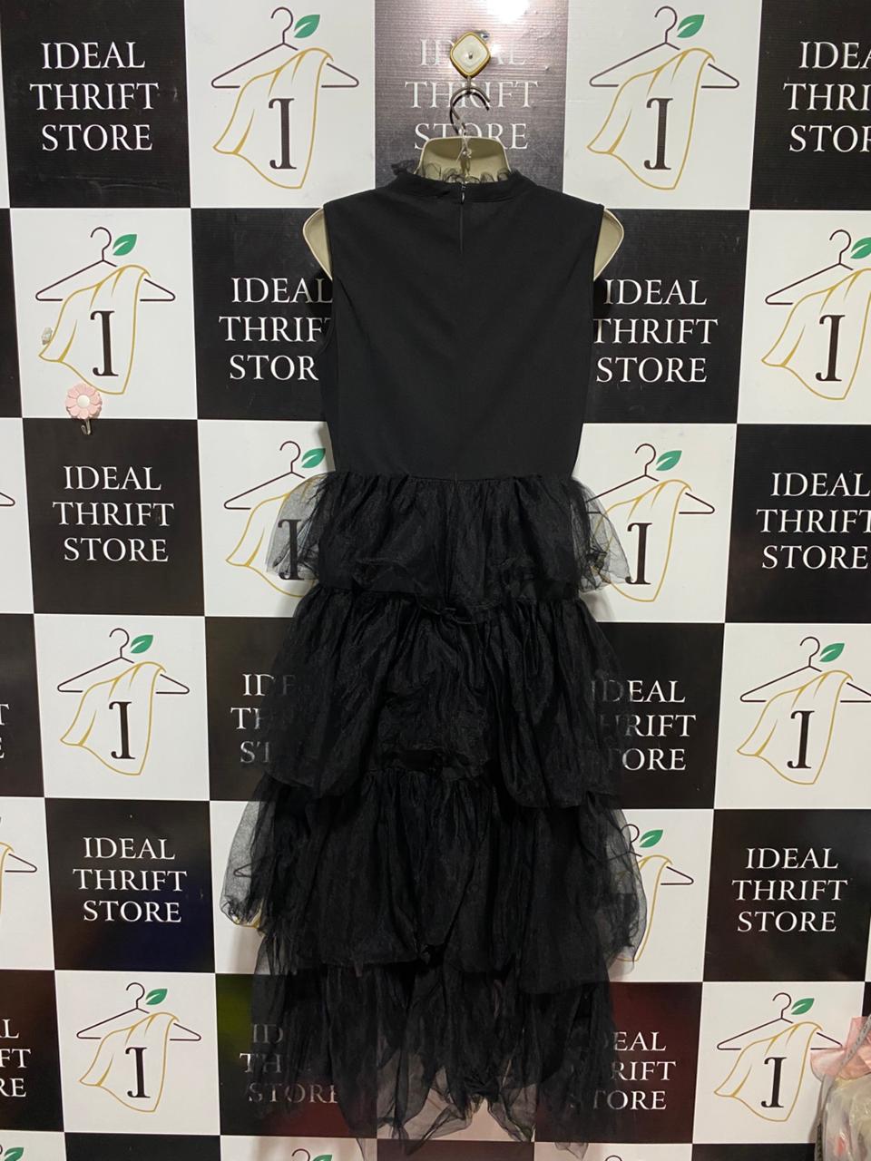 SHEIN |L| BUST 19| B28| CO-BASTIAN WOMEN JET BLACK TIERED TULLE MAXI DRESS