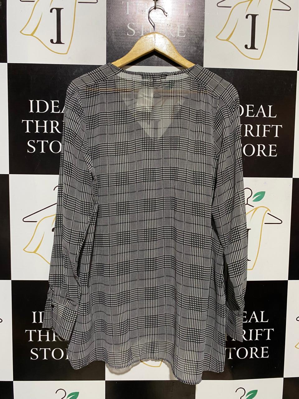 NEXT |XL| BUST 21| B29| BLACK & WHITE GLEN PLAID LONG SLEEVE BLOUSE