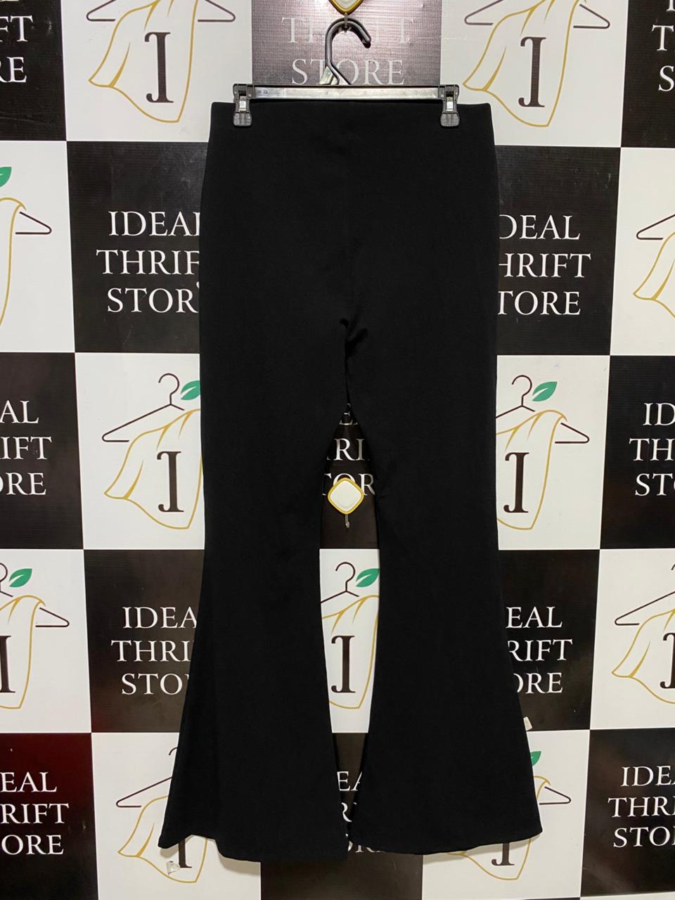 MISS SELFIDGE |L| WAIST 30| B29| PREMIUM SOLID BLACK HIGH-WAISTED FLARED TROUSERS