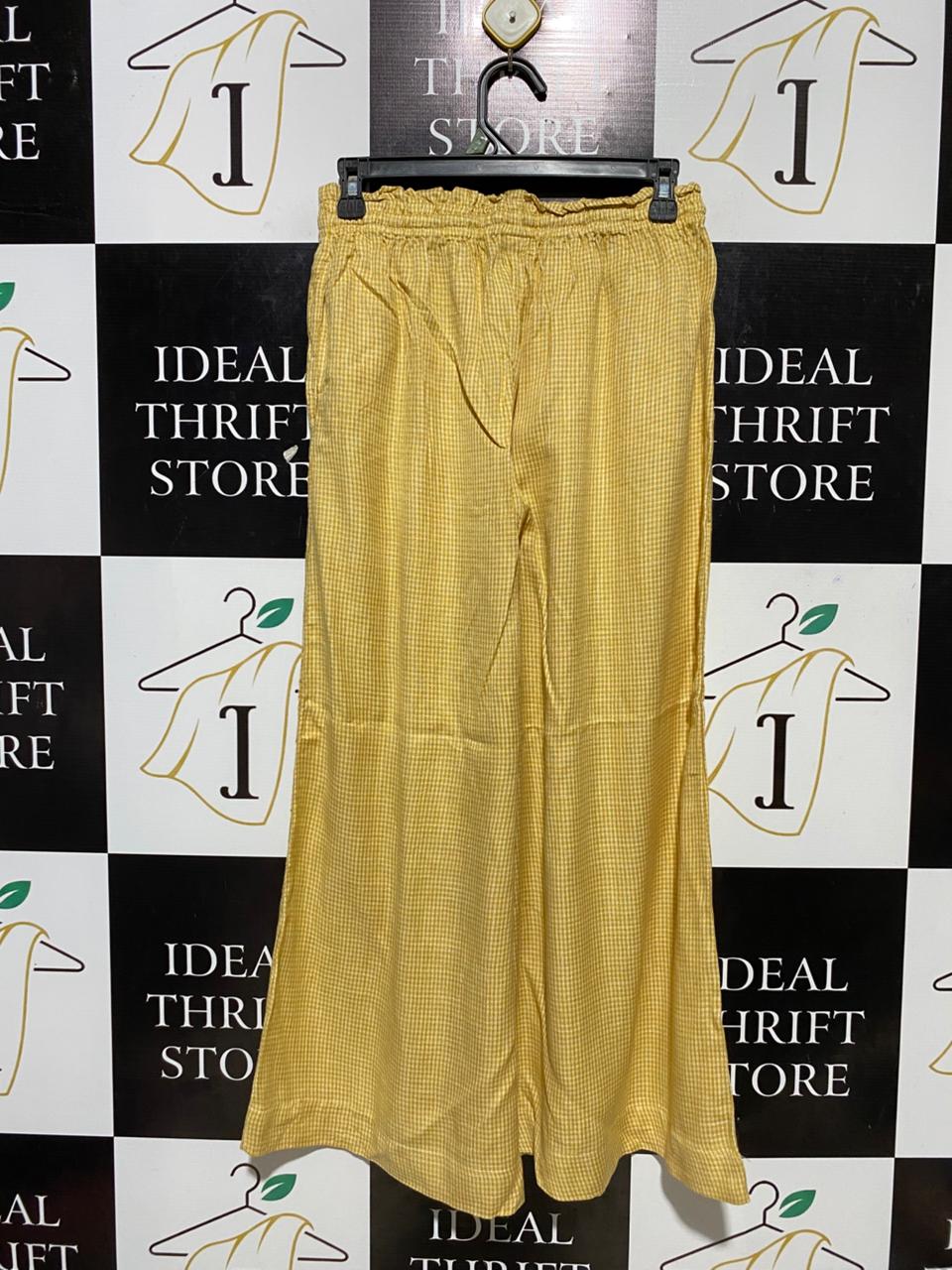 ANKO |S| WAIST 26| B29| YELLOW GINGHAM CHECKERED WIDE-LEG CULOTTE TROUSERS