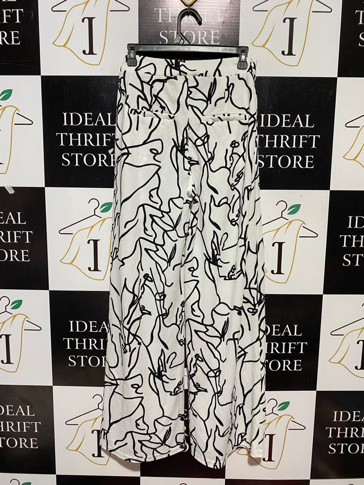 SHEIN |M| WAIST 28| B29| ABSTRACT LINE ART PRINT WIDE-LEG TROUSER