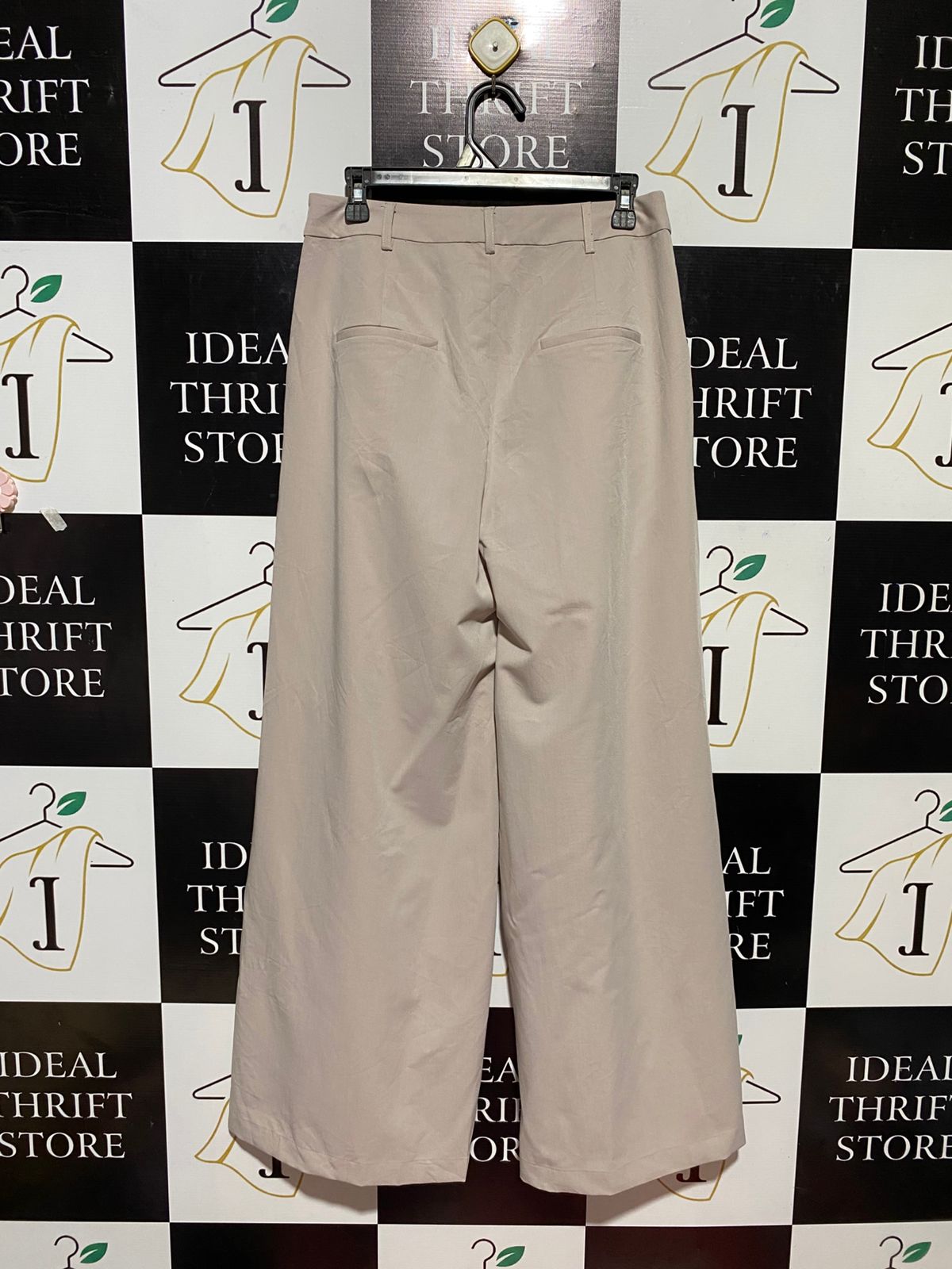 CALLI |L| WAIST 30| B29| PREMIUM BEIGE HIGH-WAISTED WIDE-LEG TROUSERS