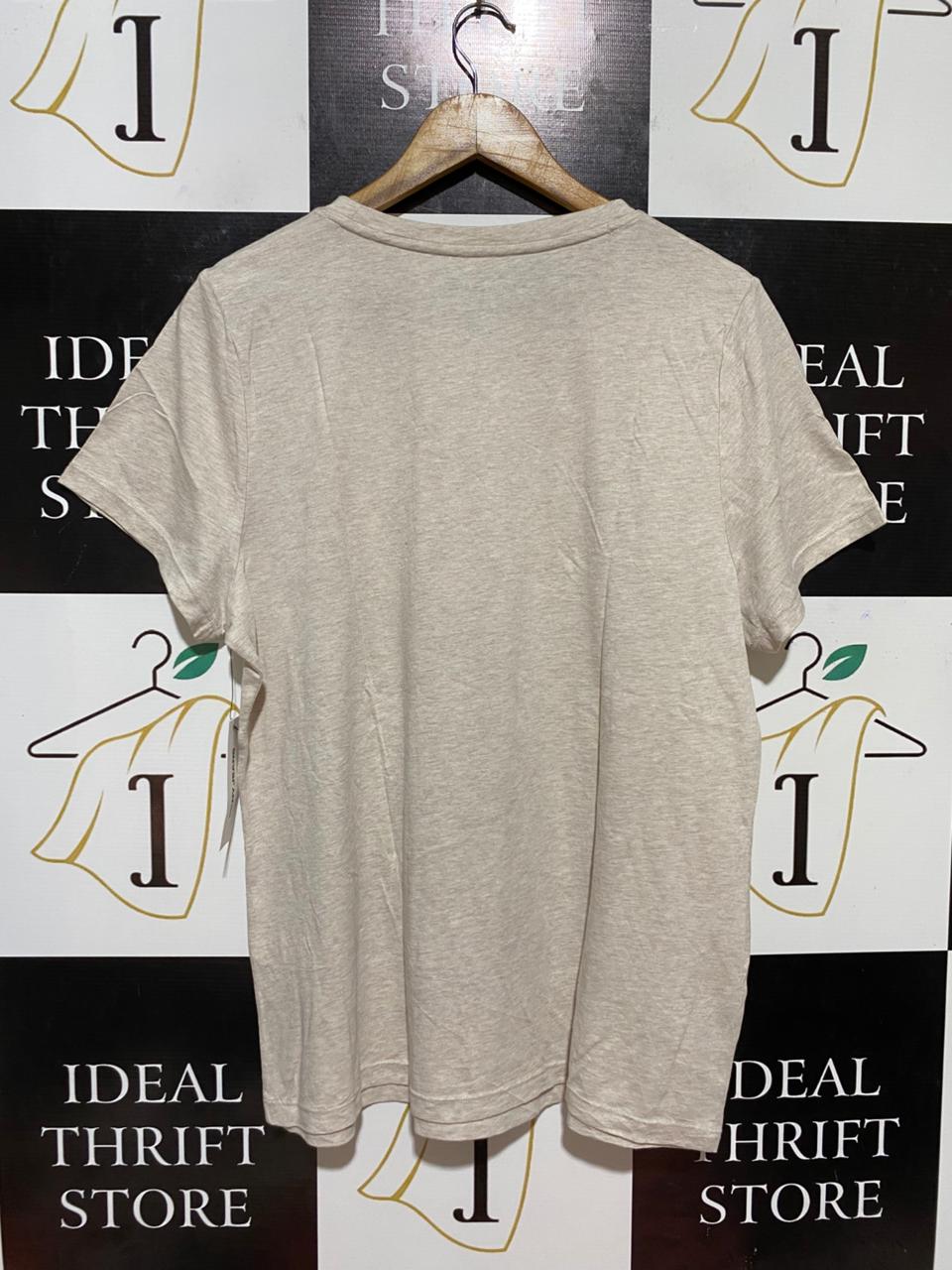 DKNY JEANS |XL| BUST 21| B29| WOMEN EMBROIDERED LOGO T-SHIRT BEIGE
