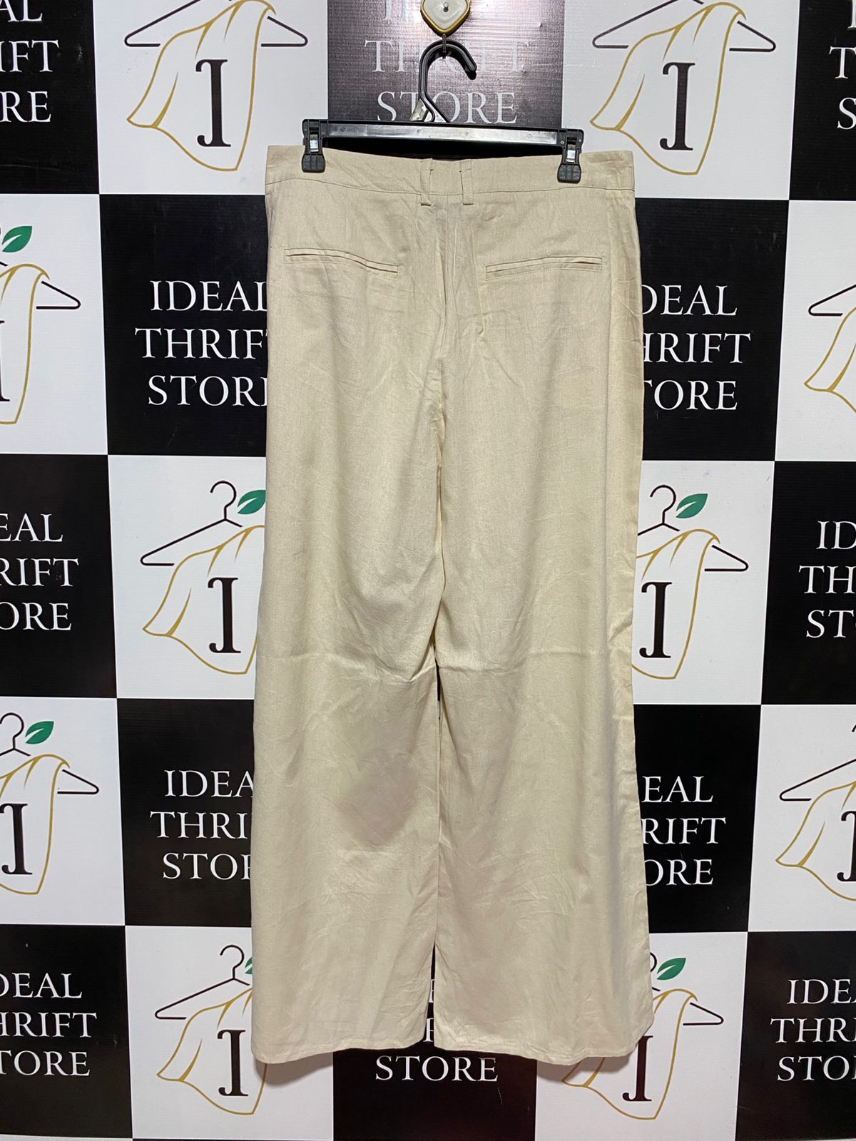 SEVEN WONDERS |L| WAIST 32| B30| ELEGANT CREAM WIDE LEG FORMAL TROUSERS FOR WOMEN
