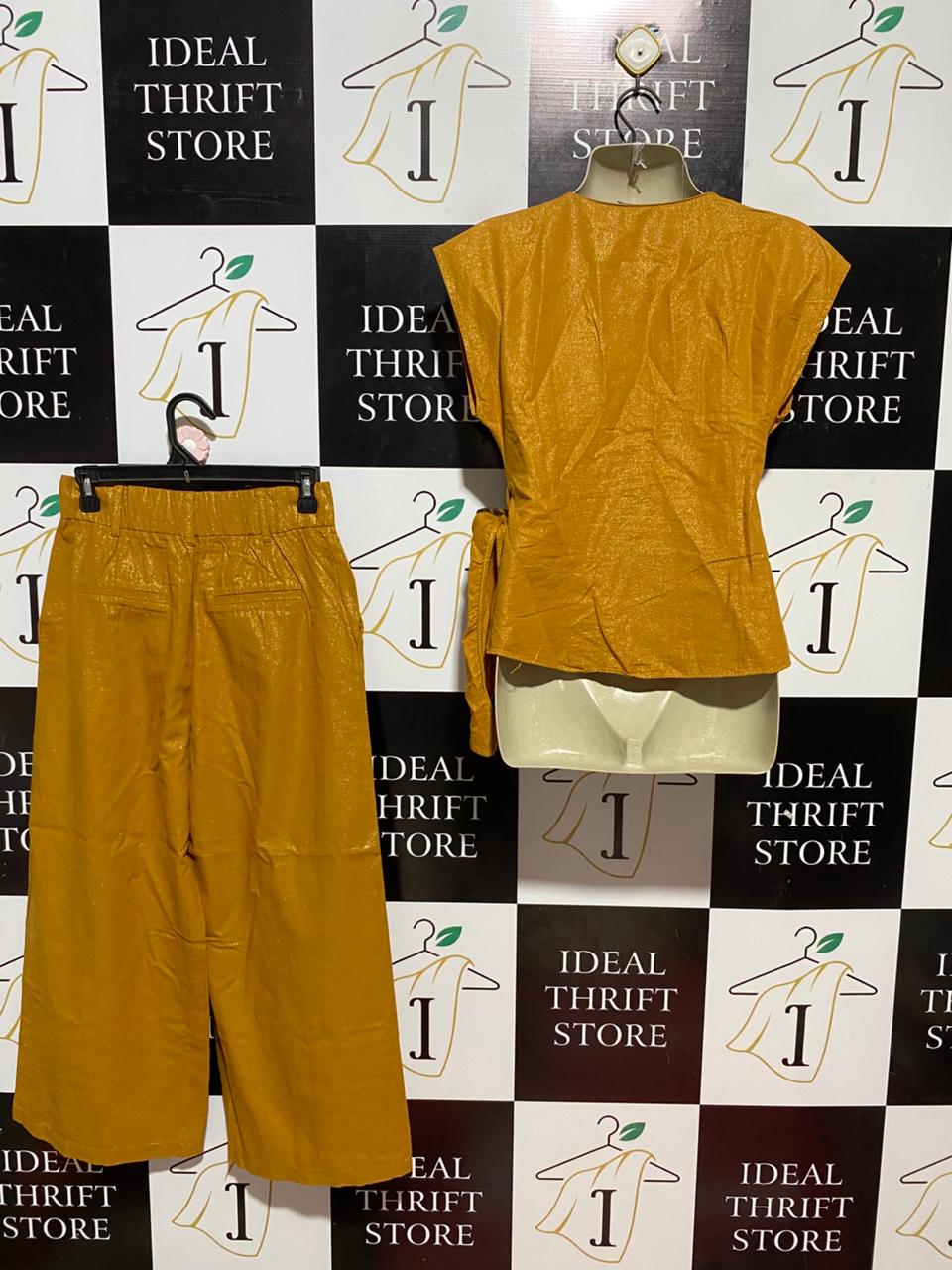 ZARA |XS| B30| MUSTARD METALLIC CO-ORD SET