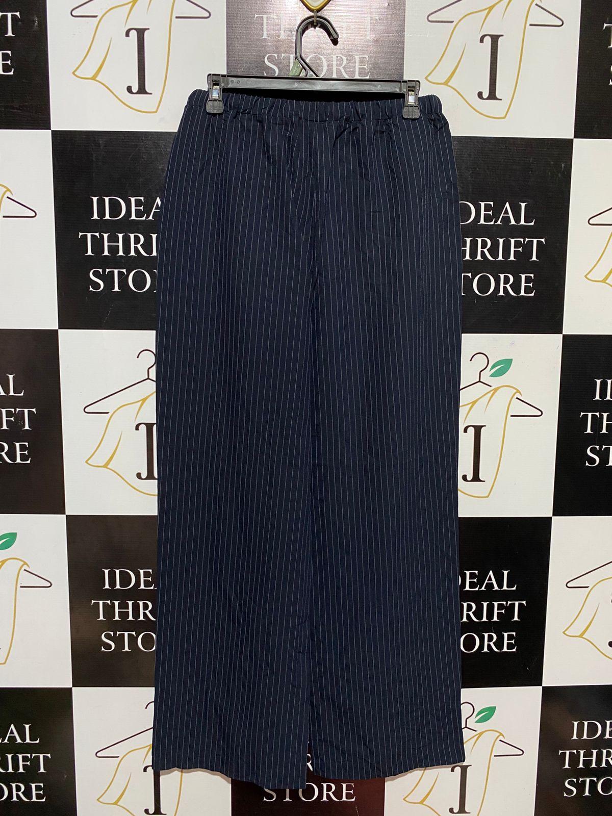 SPORTS GIRL |M| WAIST 28| B30| PREMIUM HIGH-WAISTED NAVY BLUE PINSTRIPE TROUSERS