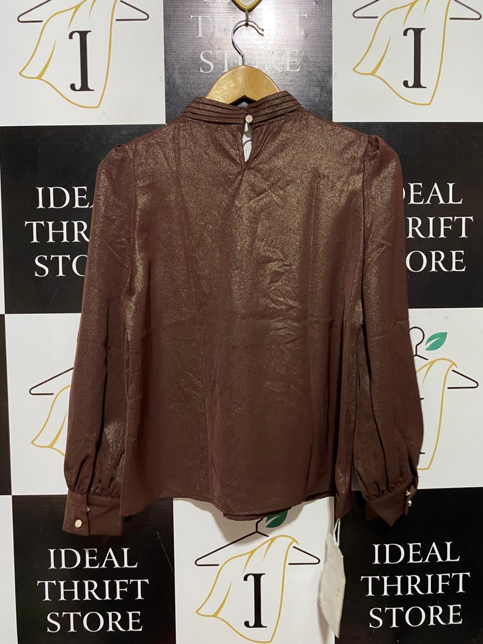 SIYAMI |M| BUST 19| B30| SHIMMER BOW NECK LONG SLEEVE PARTY BLOUSE