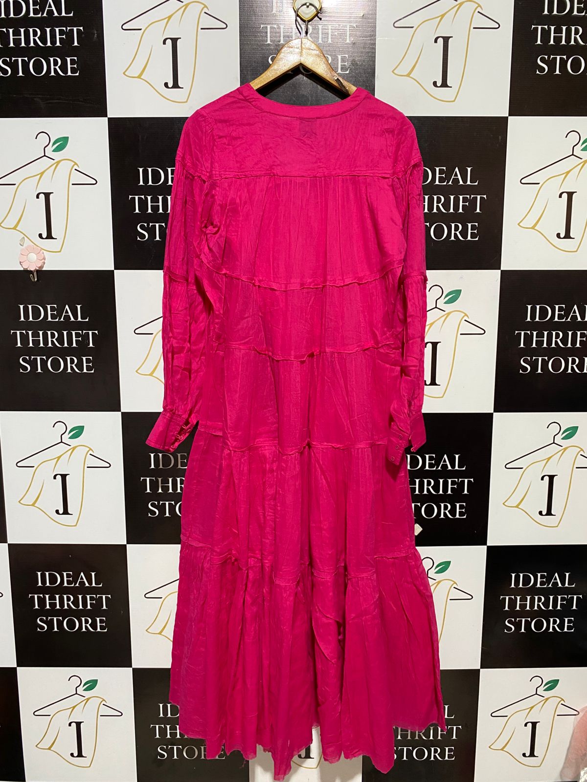 AJE |S| BUST 17| B30| WOMEN'S HOT PINK TIERED MAXI SMOCK DRESS