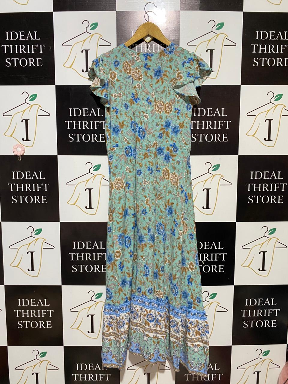 ESTHER |S| BUST 16| B31| FLORAL PRINT MAXI DRESS WITH FLUTTER SLEEVES