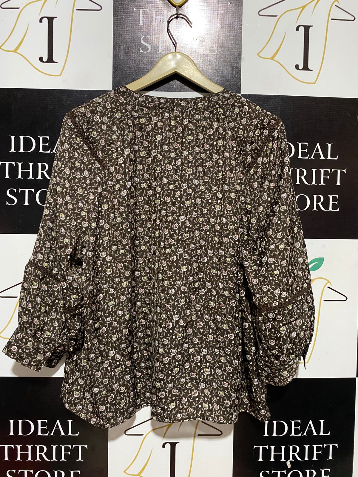 NEXT |XL| BUST 21| B31| BROWN DITSY FLORAL BUTTON-DOWN BLOUSE