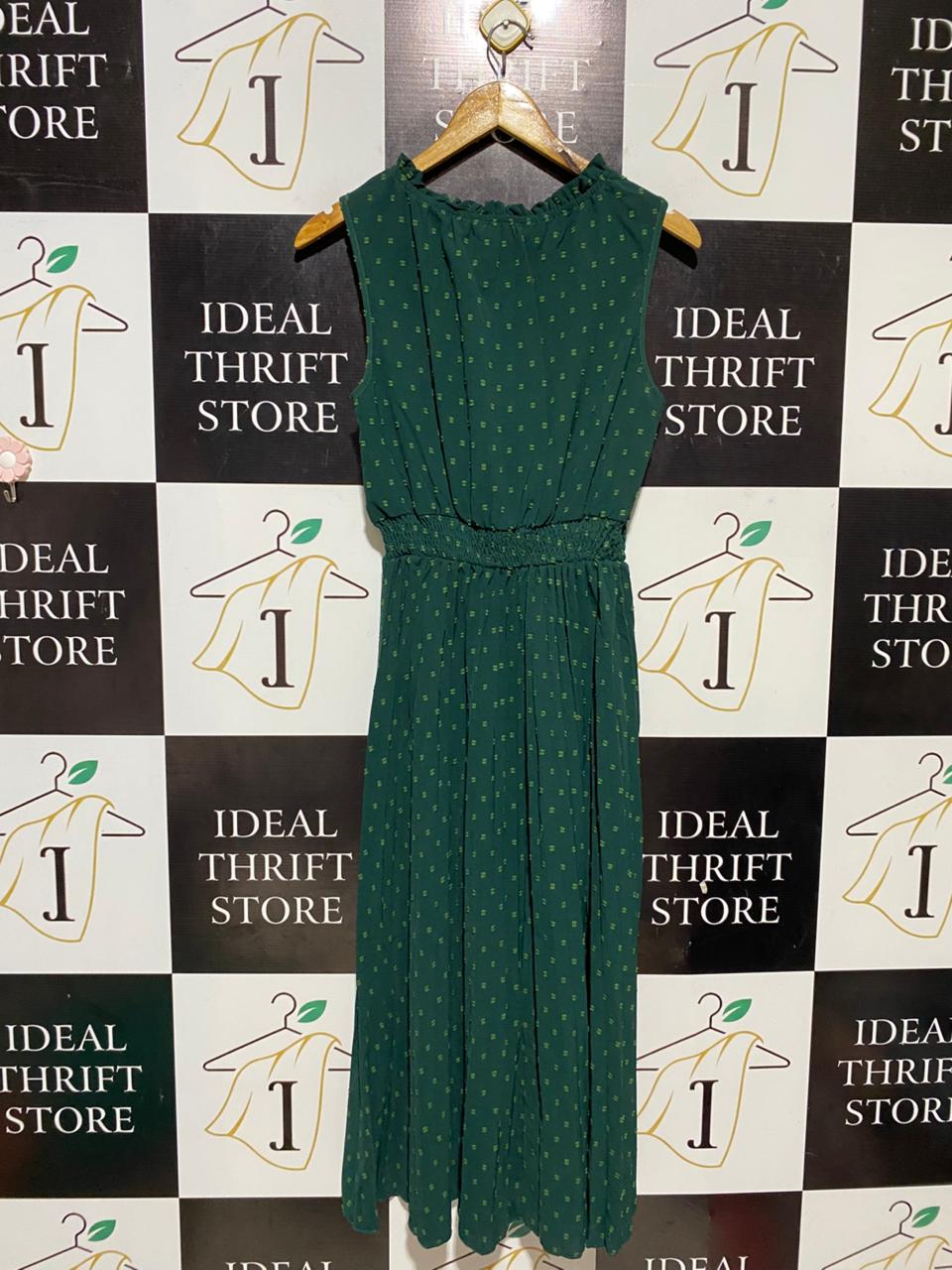 SHEIN |M| BUST 17| B31| ELEGANT FOREST GREEN CLIP DOT MIDI DRESS