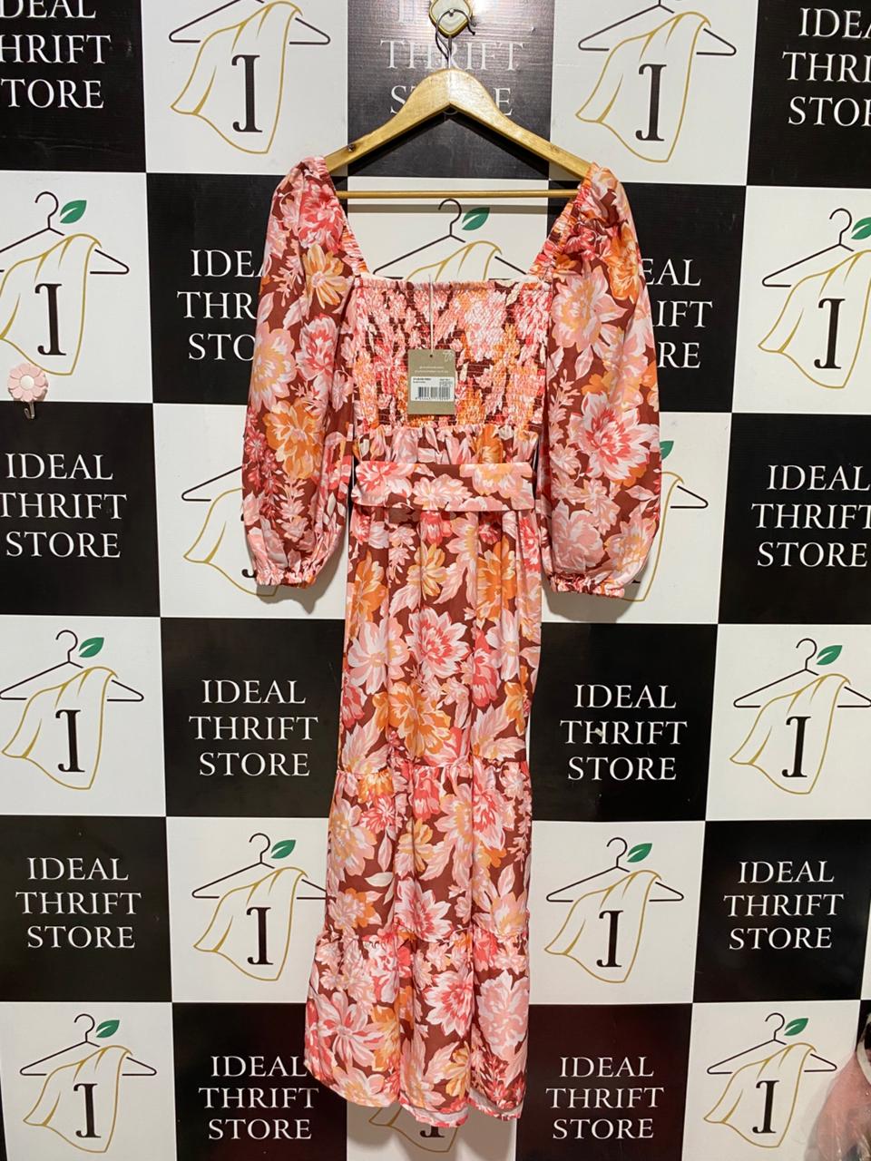 THE FATED |XS| BUST 12| B30| PINK FLORAL LACE RECTANGLE PATTERN MINI DRESS
