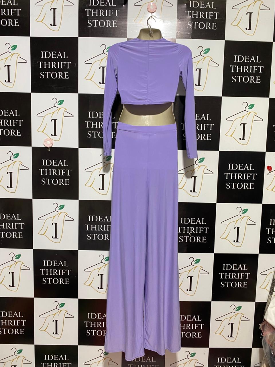 BOOHOO |XL| BUST 26| B31| TWO-PIECE LILAC CROP TOP AND WIDE-LEG PANTS SET