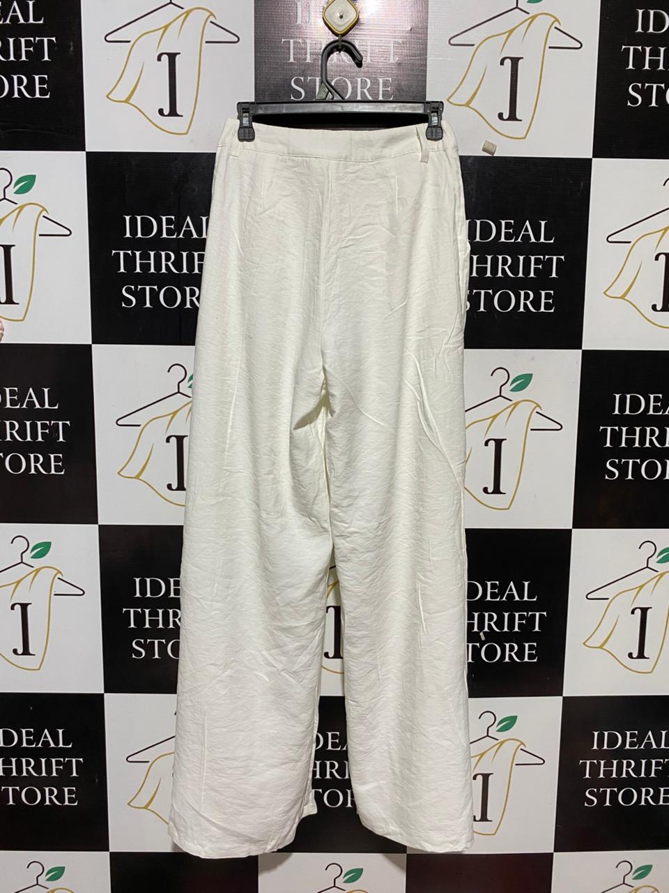 SNDYS |S| BUST 27| B31| OFF-WHITE WIDE-LEG PLEATED PANTS