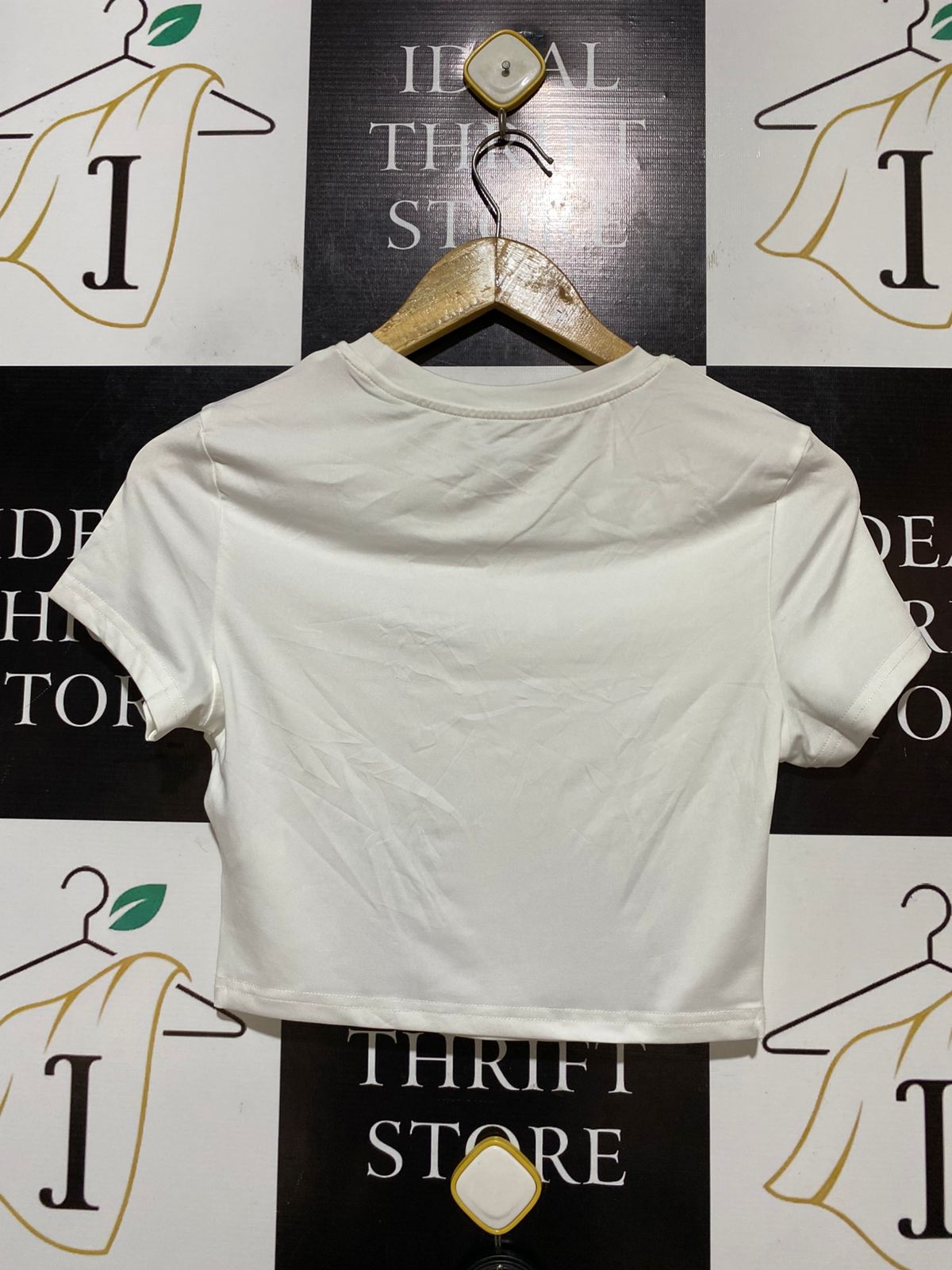 SHEIN |M| BUST 16| B32| CHIC WHITE CROP TEE WITH BLUE ORCHID FLORAL GRAPHIC PRINT