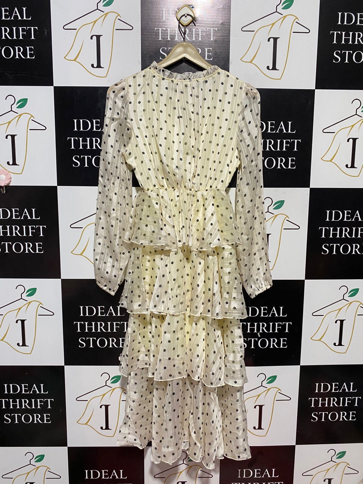 JIAXIN |S| BUST 15| B32| VINTAGE-INSPIRED POLKA DOT TIERED RUFFLE MAXI DRESS