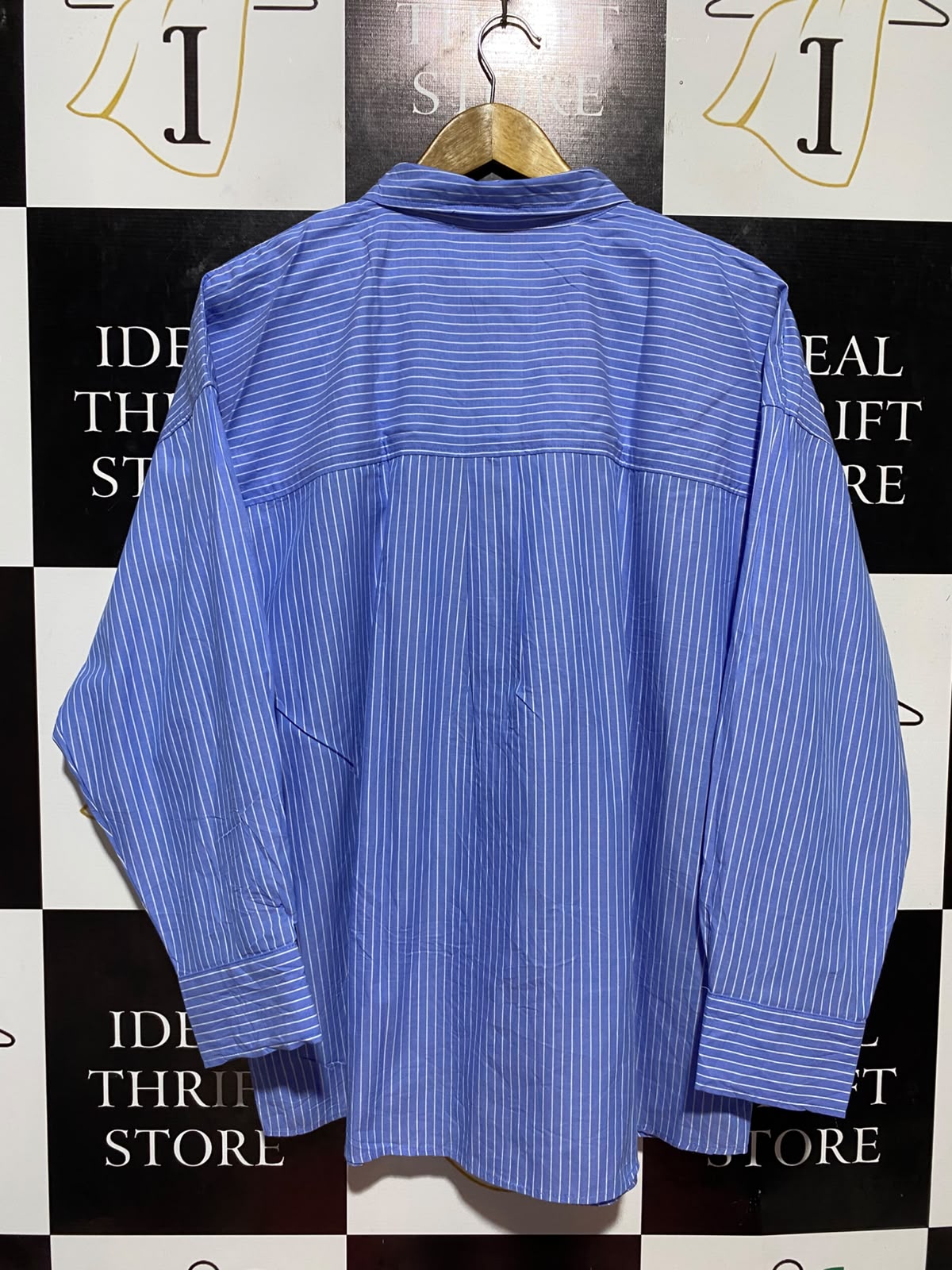 ANKO |XL| BUST 27| B33| COTTON BLUE STRIPED OVERSIZED BUTTON-DOWN SHIRT