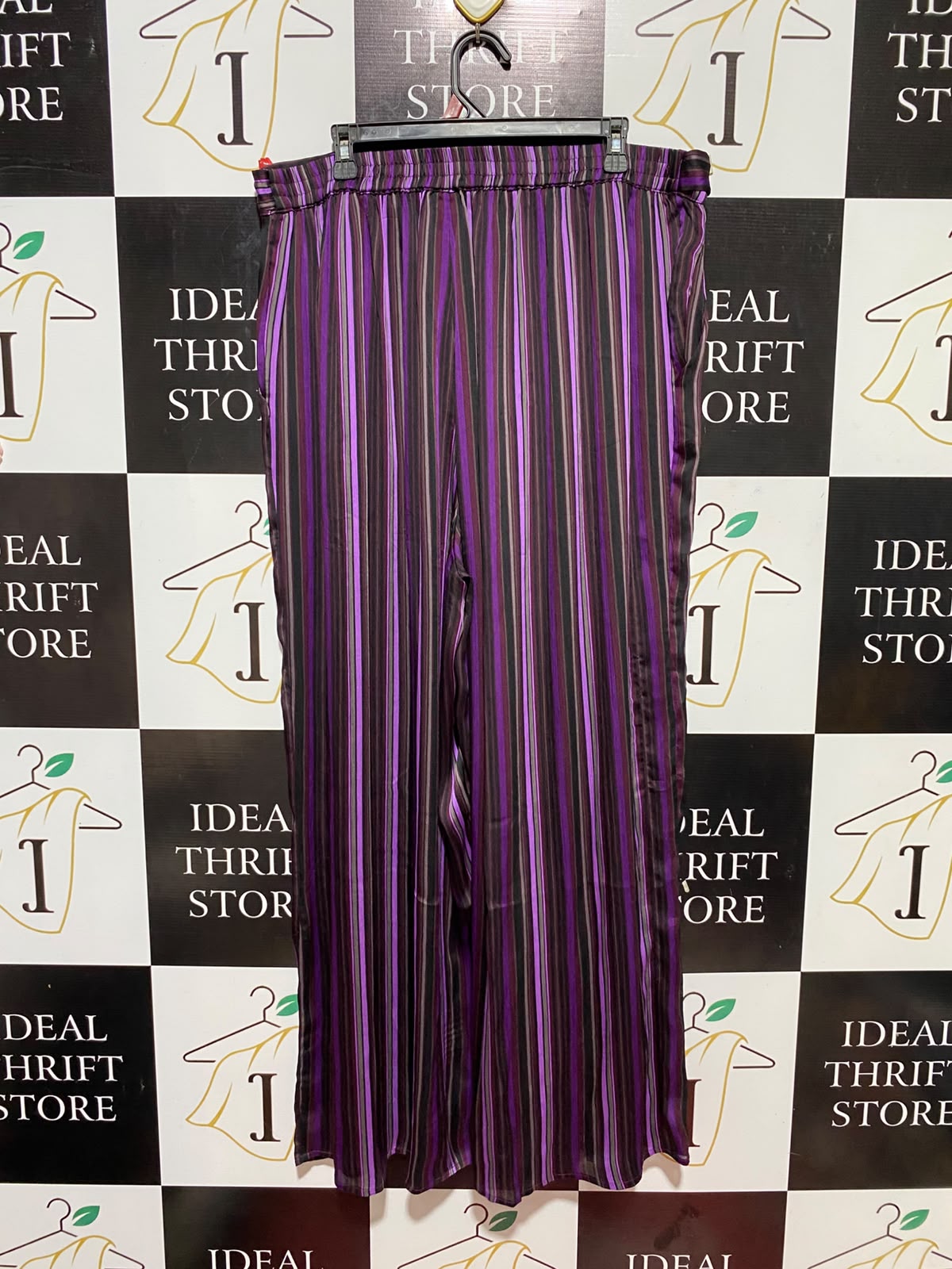 CITY CHIC |XXL| WAIST 38| B33| PURPLE STRIPED WIDE LEG PANTS WITH WAIST TIE