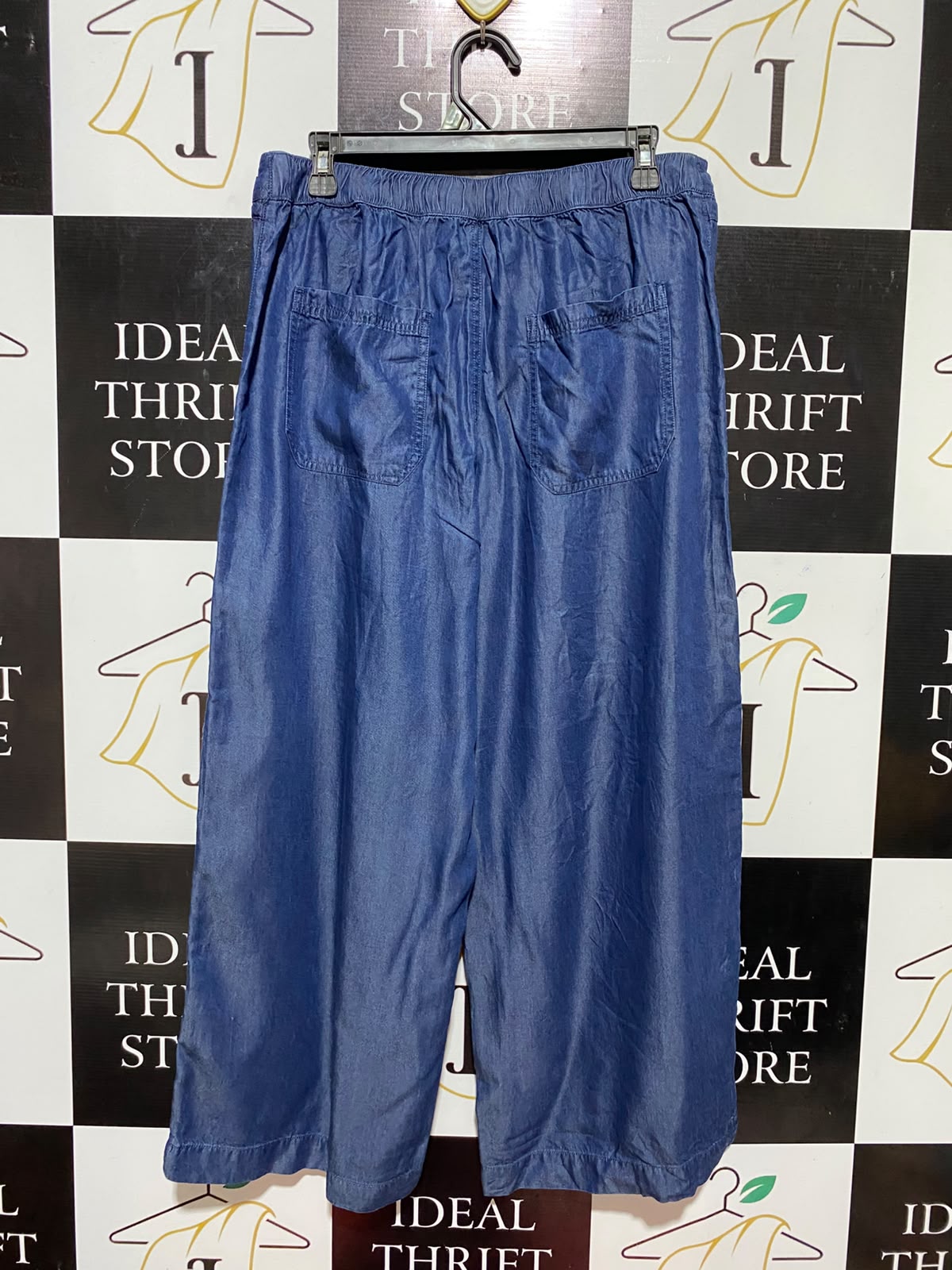 SUZANNEGRAE |L| WAIST 31| B33| CHAMBRAY BLUE WIDE LEG DRAWSTRING PANTS