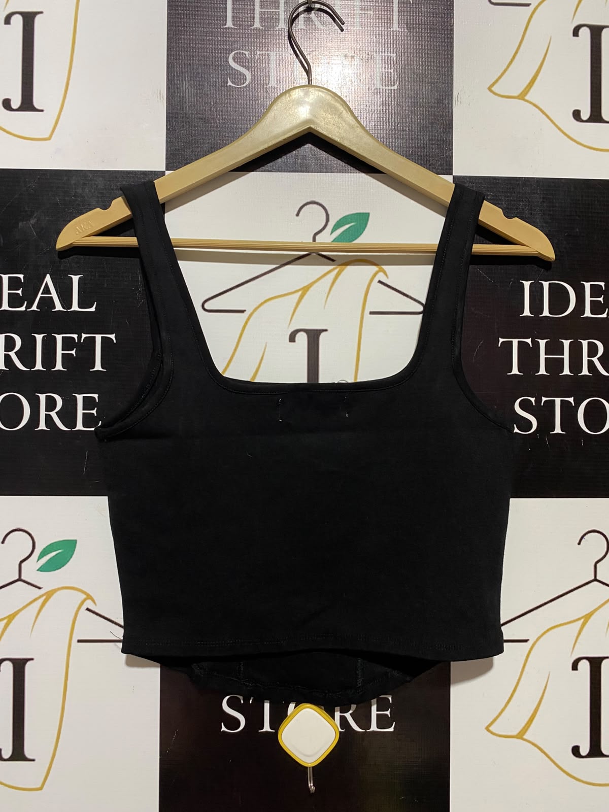 SUPRE |S| BUST 14| B34| BLACK SQUARE NECK CORSET STYLE CROP TANK TOP