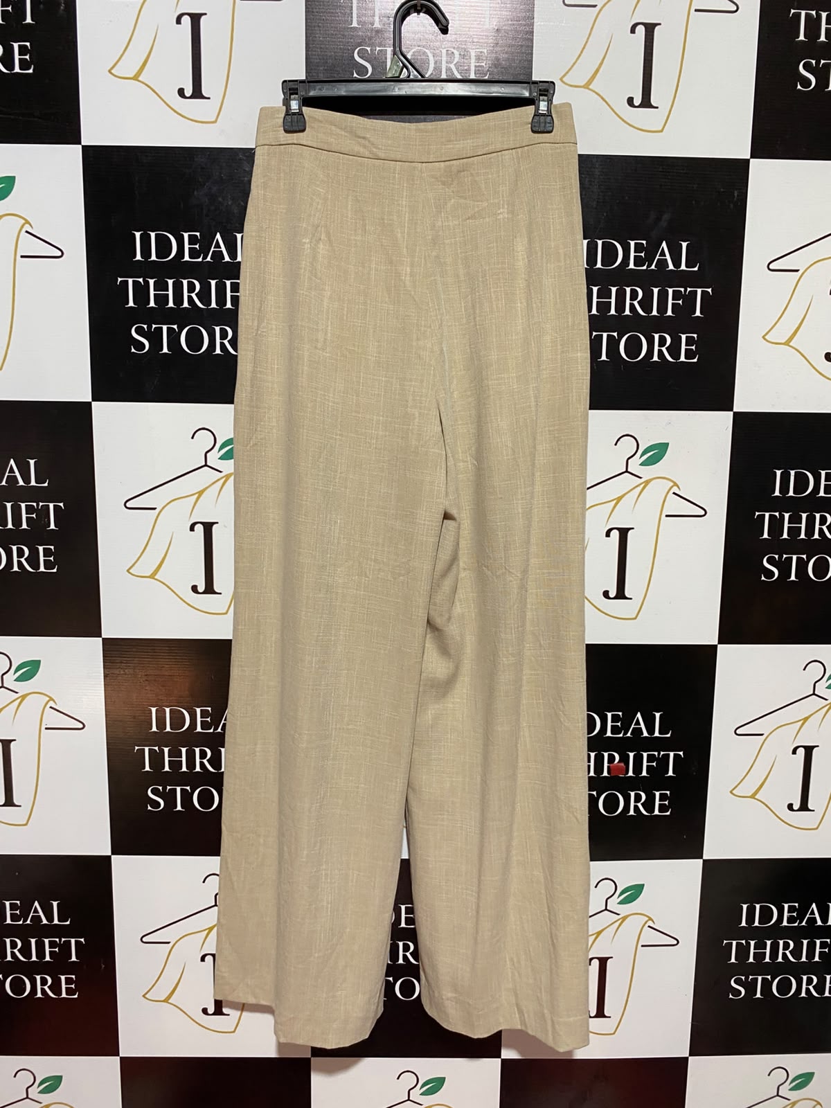 SEED |M| WAIST 28| B34| PREMIUM HIGH-WAISTED BEIGE LINEN-LOOK WIDE-LEG PLEATED TROUSERS