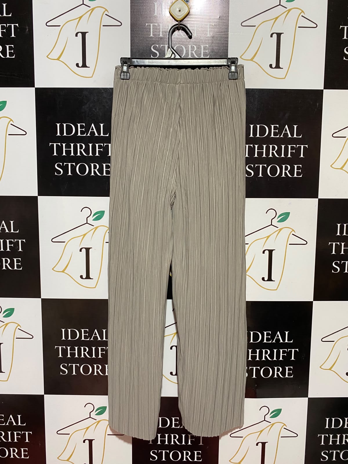 ANKO |S| WAIST 26| B34| PREMIUM HIGH-WAISTED PLISSÉ PLEATED WIDE-LEG PALAZZO PANTS IN TAUPE GREIGE