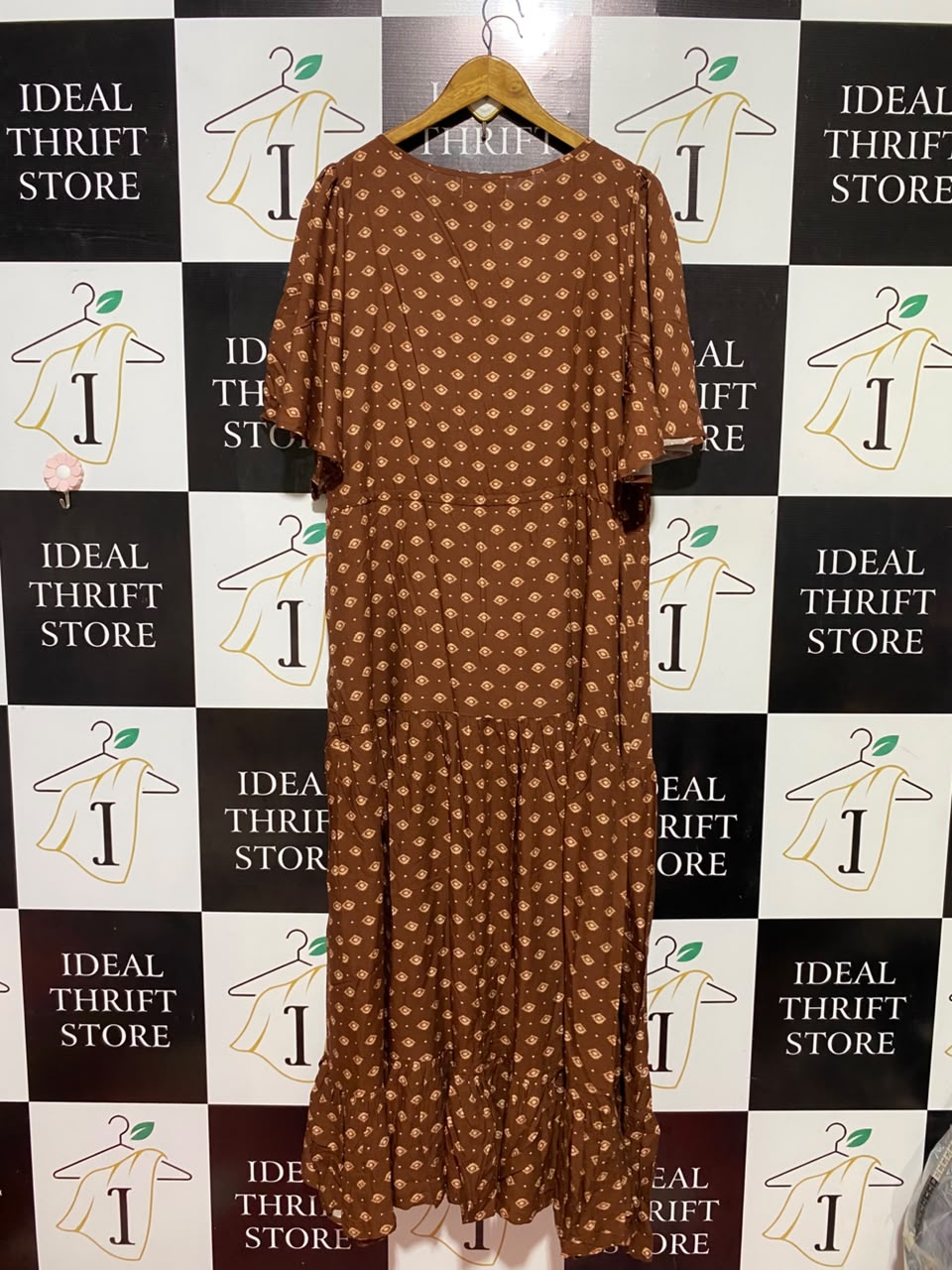 SALTY CRUSH |XL| BUST 24| B35| WOMEN'S BOHO GEOMETRIC PRINT V-NECK MAXI DRESS