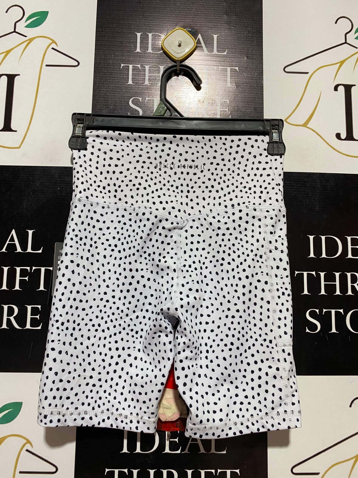 MUSCLE |XS| WAIST 22| B36| HIGH-WAISTED POLKA DOT BIKE SHORST WITH SIDE POCKETS
