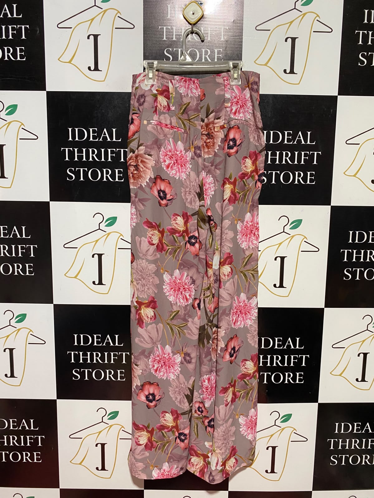 PORTMANS |S| WAIST 26| B36| HIGH-WAISTED FLORAL PRINT WIDE-LEG PANTS WITH MATCHING TIE BELT