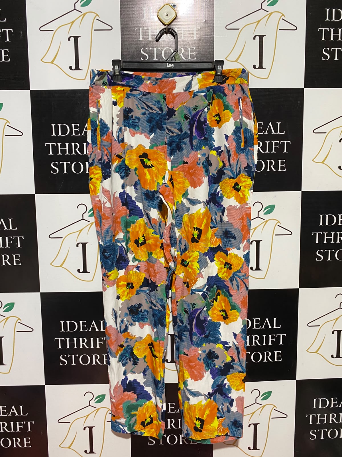 |XXL| WAIST 35| B36| VIBRANT FLORAL PRINT STATEMENT TROUSERS - MULTICOLOR