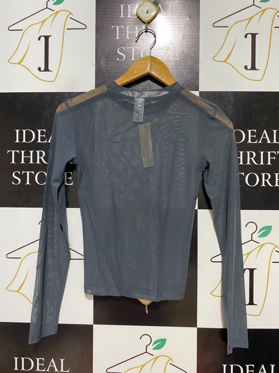 ANKO |S| BUST 14| B36| CLASSIC GREY SHEER MESH LONG-SLEEVE TOP
